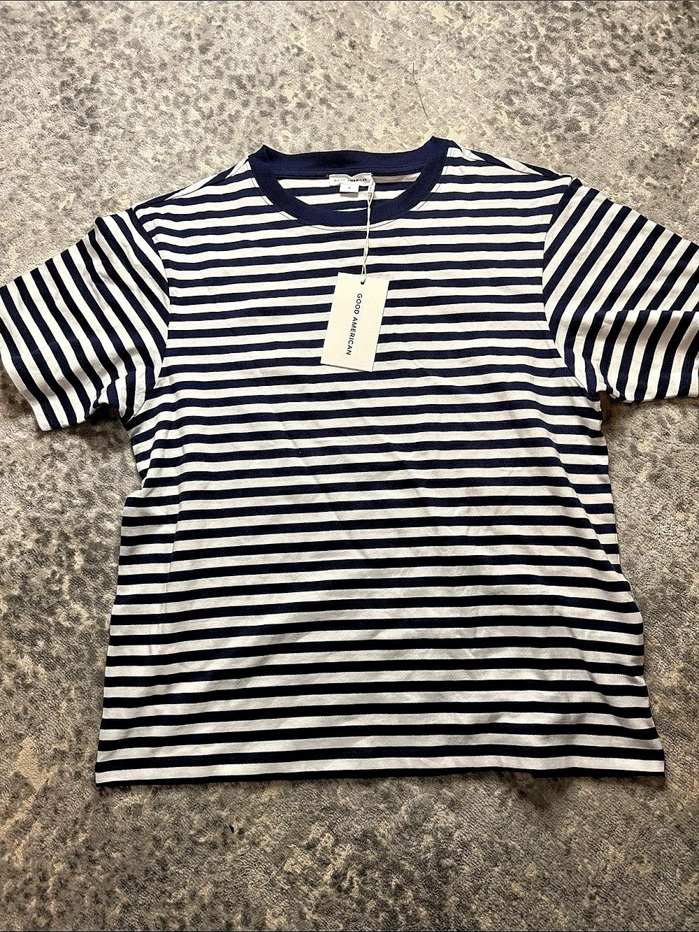 Good American The Oversized Tee Striped Cotton Tee